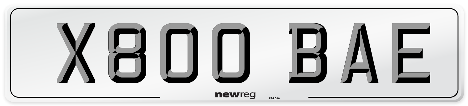 X800 BAE Number Plate from New Reg